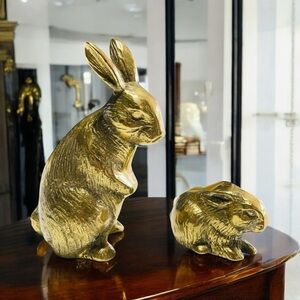 VTG BRASS Bunnies set of 2.